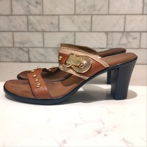 Brown slides with medium heel